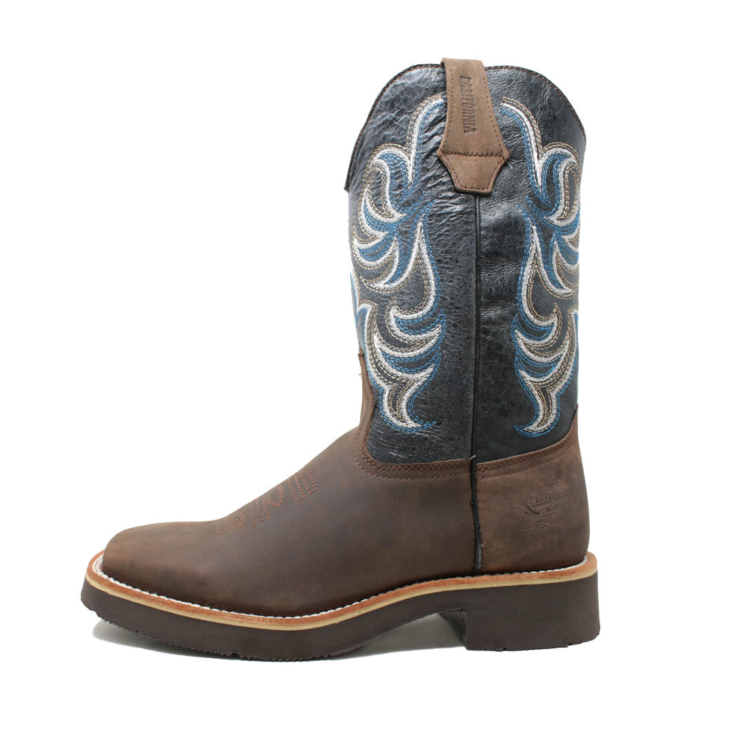 Bota Vaquera Bull Dog Moka con Tubo Vidriado azul marino 204