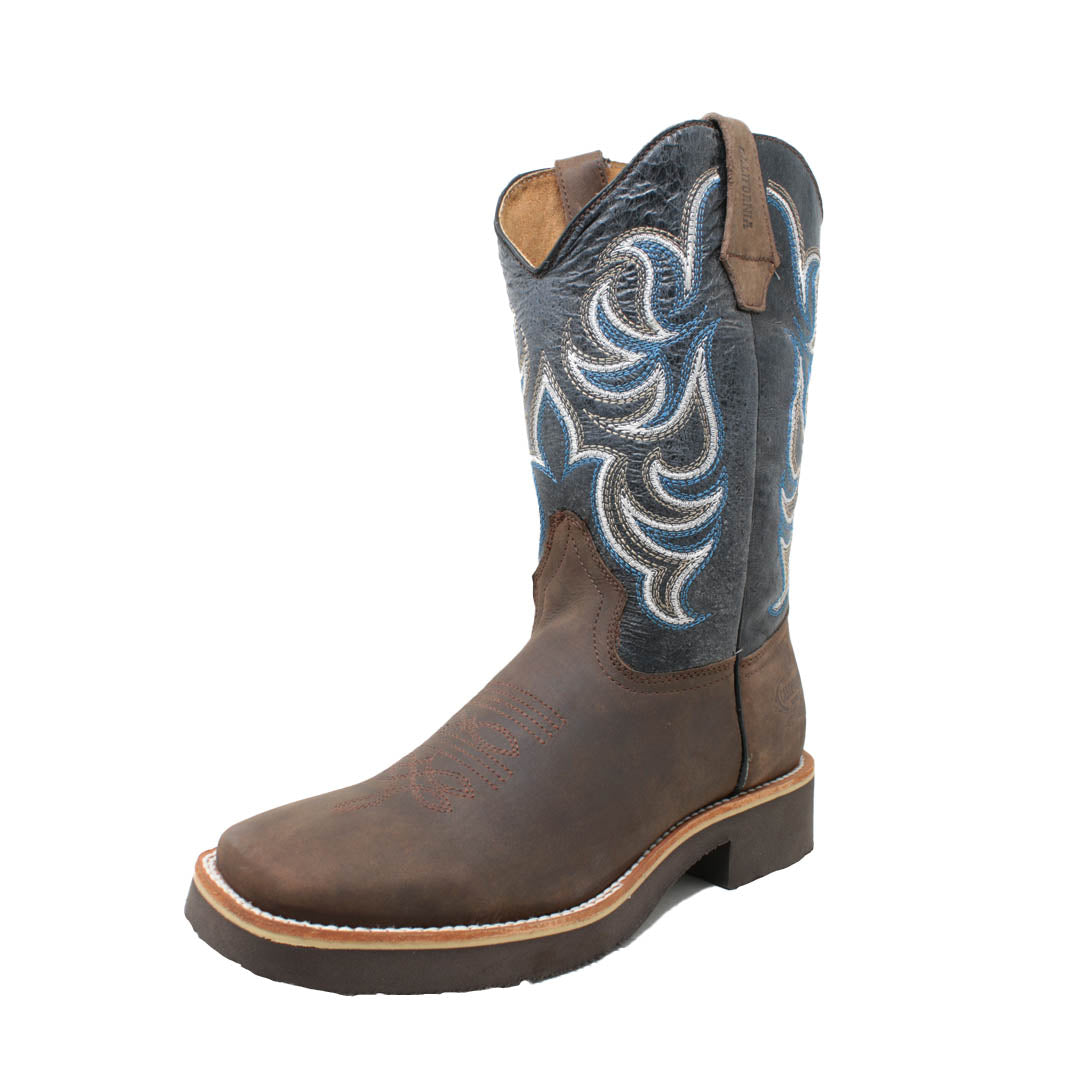 Bota Vaquera Bull Dog Moka con Tubo Vidriado azul marino 204