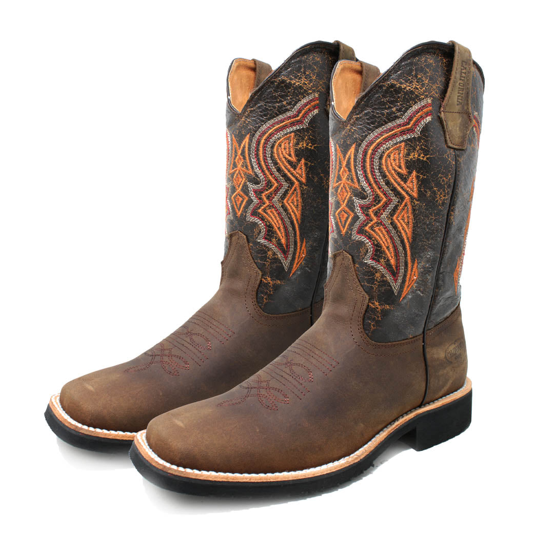 Bota Vaquera Bull Dog Moka Tubo Craquelado Cafe 204