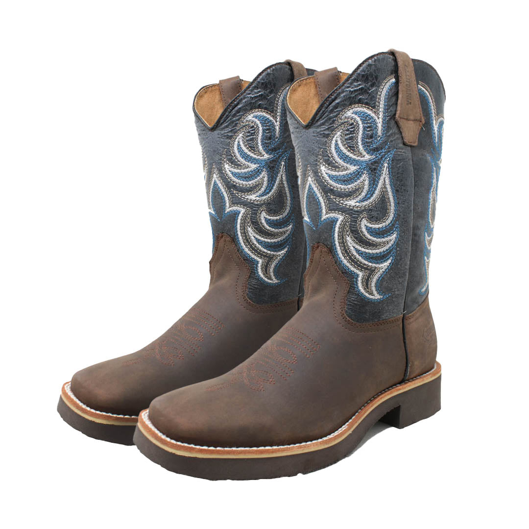 Bota Vaquera Bull Dog Moka con Tubo Vidriado azul marino 204